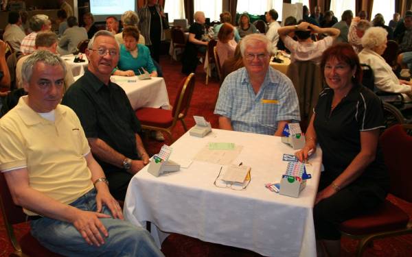 Runners up in Mixed Teams Alan Williams (Bristol), Bernard and Rhona Goldenfield, Jim Luck (Cardiff)